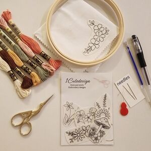 Embroidery kit with stick and stitch patterns